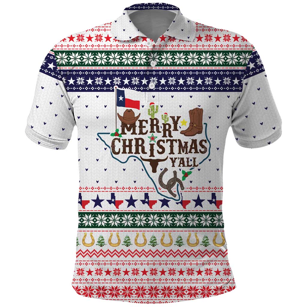 Merry Christmas Yall Texas Polo Shirt Xmas Holiday Patterns - Wonder Print Shop