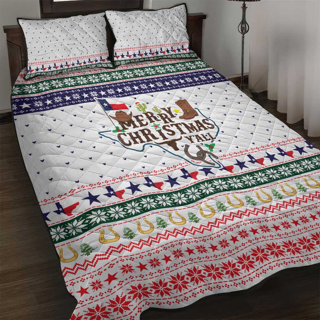 Merry Christmas Yall Texas Quilt Bed Set Xmas Holiday Patterns - Wonder Print Shop