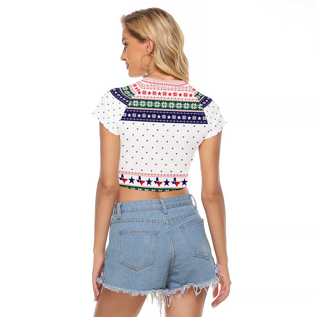 Merry Christmas Yall Texas Raglan Cropped T Shirt Xmas Holiday Patterns - Wonder Print Shop
