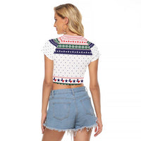 Merry Christmas Yall Texas Raglan Cropped T Shirt Xmas Holiday Patterns - Wonder Print Shop