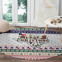 Merry Christmas Yall Texas Round Carpet Xmas Holiday Patterns - Wonder Print Shop