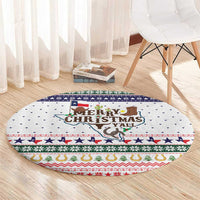 Merry Christmas Yall Texas Round Carpet Xmas Holiday Patterns - Wonder Print Shop
