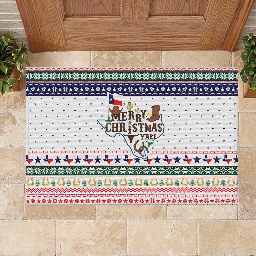 Merry Christmas Yall Texas Rubber Doormat Xmas Holiday Patterns - Wonder Print Shop