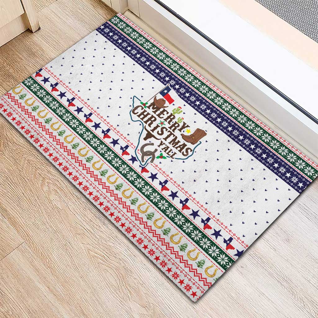 Merry Christmas Yall Texas Rubber Doormat Xmas Holiday Patterns - Wonder Print Shop