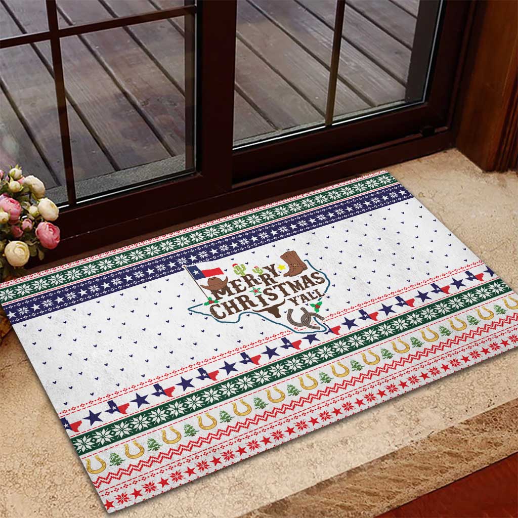 Merry Christmas Yall Texas Rubber Doormat Xmas Holiday Patterns - Wonder Print Shop
