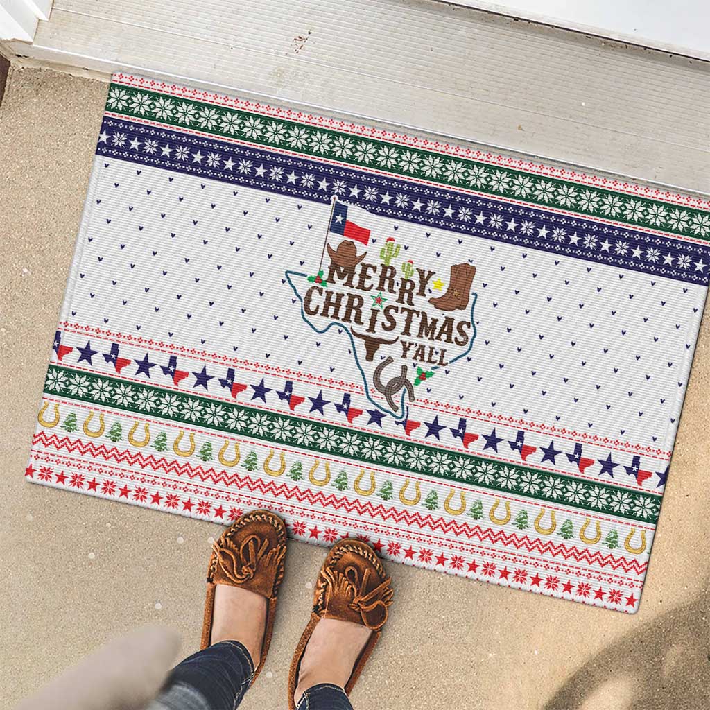 Merry Christmas Yall Texas Rubber Doormat Xmas Holiday Patterns - Wonder Print Shop