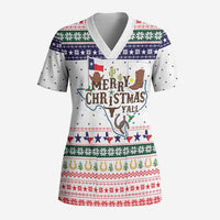Merry Christmas Yall Texas Scrub Top Xmas Holiday Patterns - Wonder Print Shop