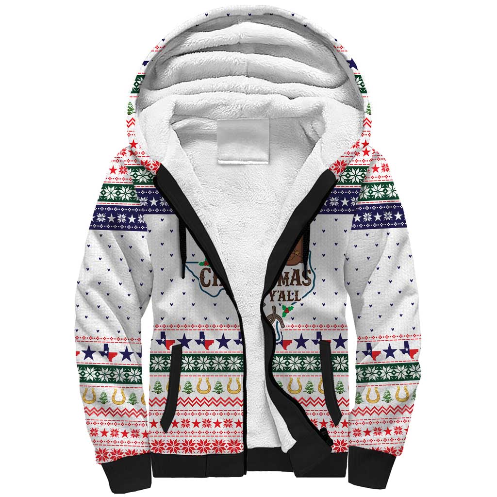 Merry Christmas Yall Texas Sherpa Hoodie Xmas Holiday Patterns - Wonder Print Shop