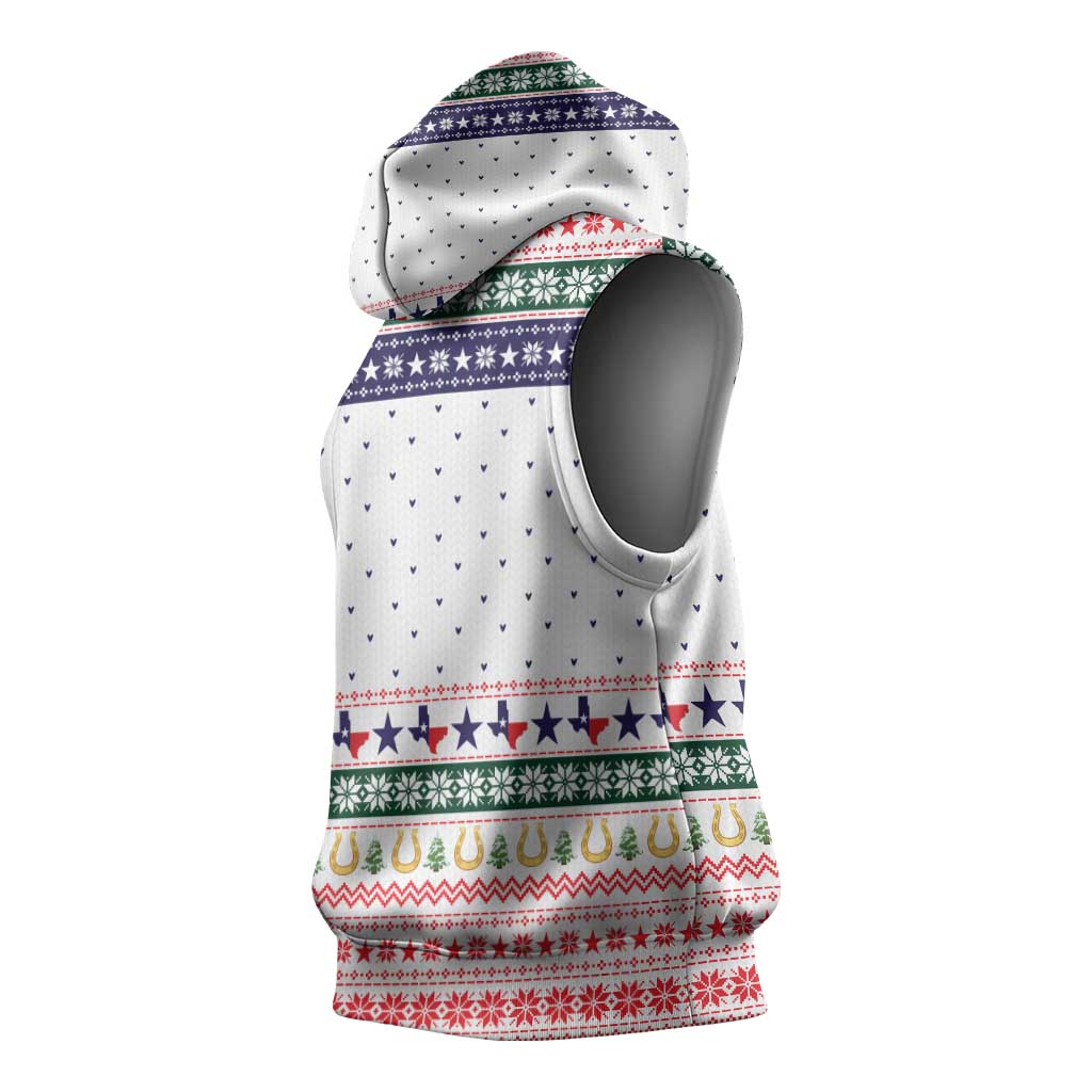 Merry Christmas Yall Texas Sleeveless Hoodie Xmas Holiday Patterns - Wonder Print Shop