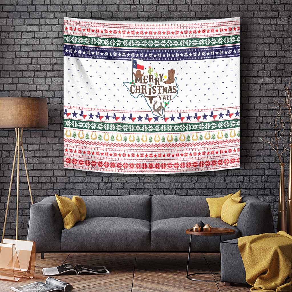 Merry Christmas Yall Texas Tapestry Xmas Holiday Patterns - Wonder Print Shop