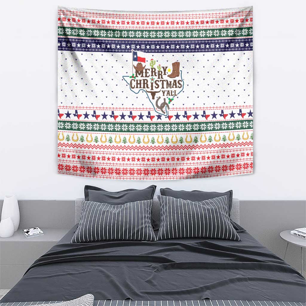 Merry Christmas Yall Texas Tapestry Xmas Holiday Patterns - Wonder Print Shop