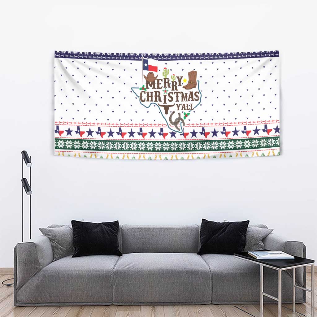Merry Christmas Yall Texas Tapestry Xmas Holiday Patterns - Wonder Print Shop