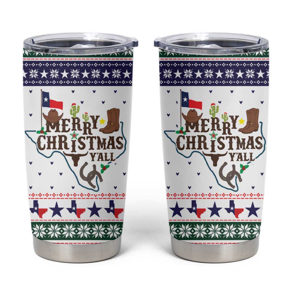 Merry Christmas Yall Texas Tumbler Cup Xmas Holiday Patterns - Wonder Print Shop