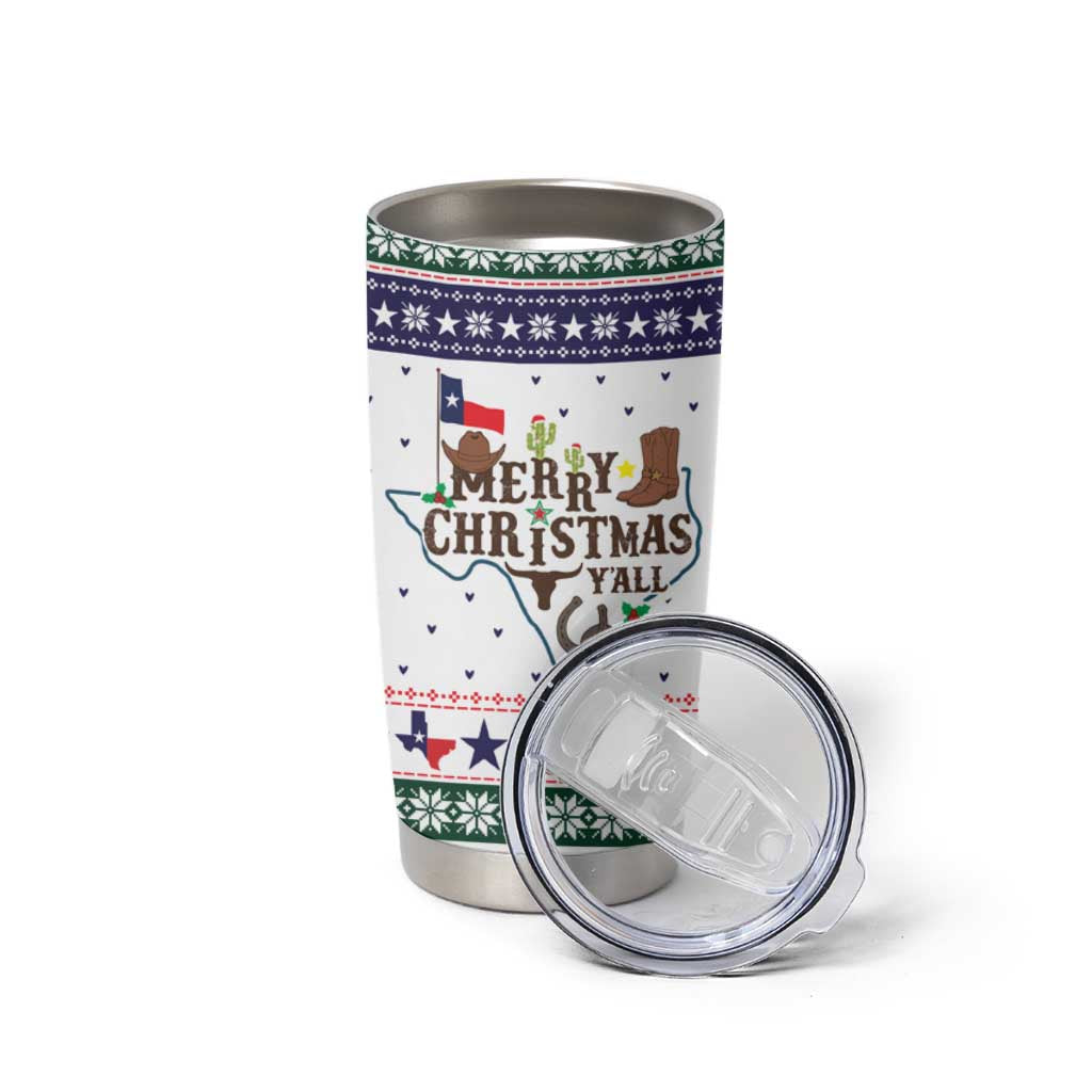 Merry Christmas Yall Texas Tumbler Cup Xmas Holiday Patterns - Wonder Print Shop