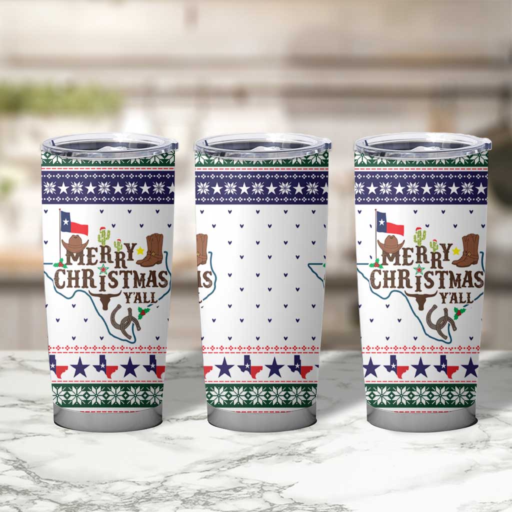 Merry Christmas Yall Texas Tumbler Cup Xmas Holiday Patterns - Wonder Print Shop