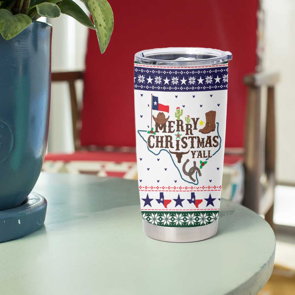 Merry Christmas Yall Texas Tumbler Cup Xmas Holiday Patterns - Wonder Print Shop