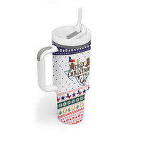 Merry Christmas Yall Texas Tumbler With Handle Xmas Holiday Patterns - Wonder Print Shop