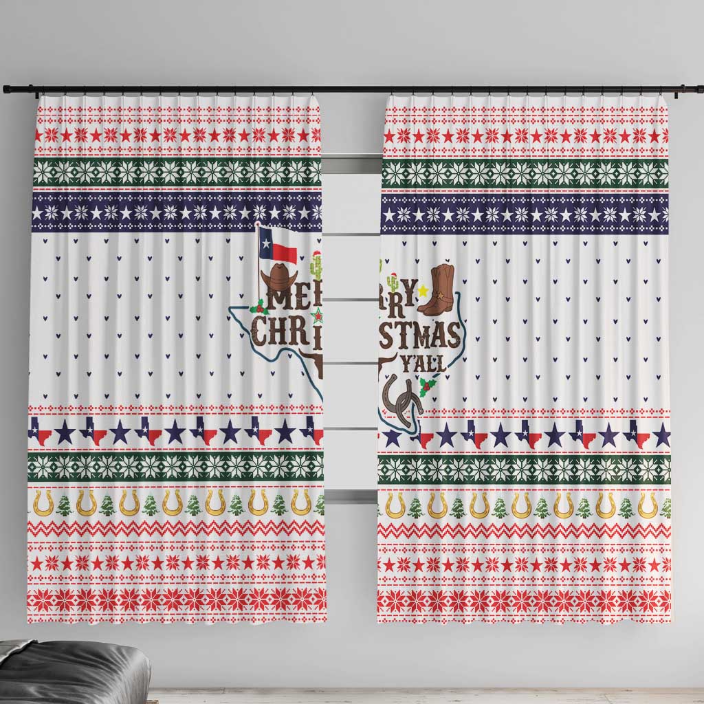 Merry Christmas Yall Texas Window Curtain Xmas Holiday Patterns - Wonder Print Shop