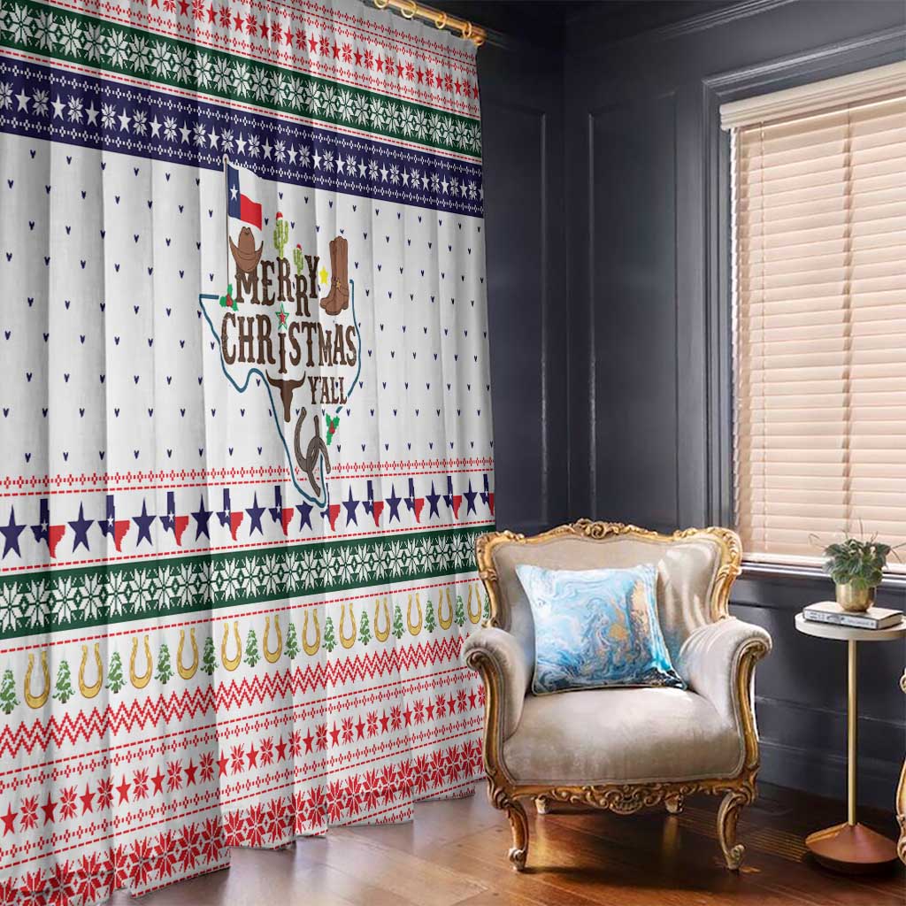 Merry Christmas Yall Texas Window Curtain Xmas Holiday Patterns - Wonder Print Shop
