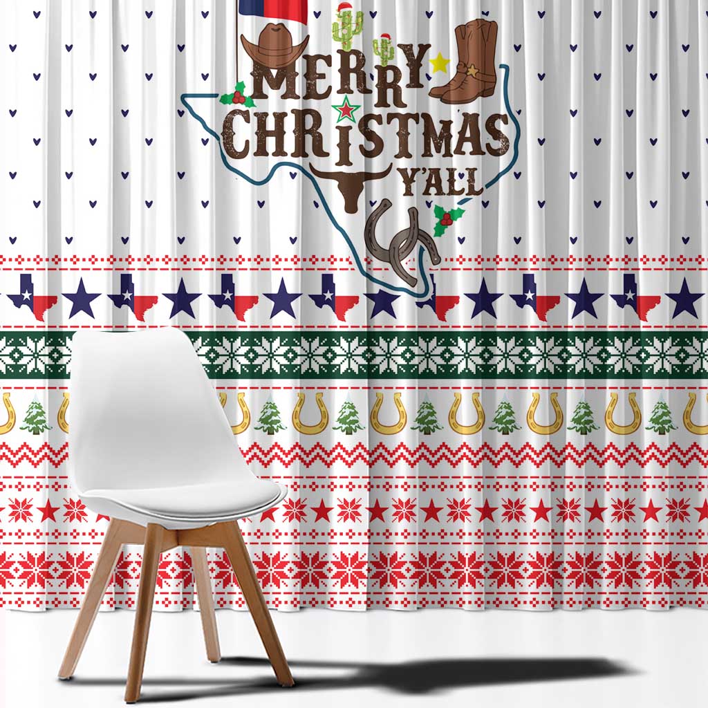 Merry Christmas Yall Texas Window Curtain Xmas Holiday Patterns - Wonder Print Shop