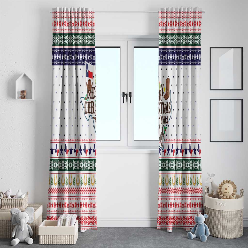 Merry Christmas Yall Texas Window Curtain Xmas Holiday Patterns - Wonder Print Shop