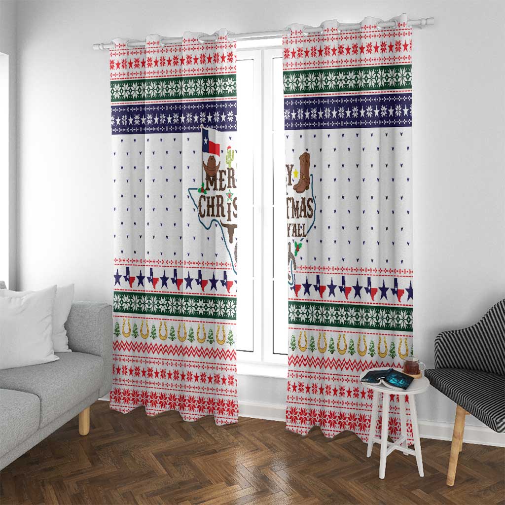 Merry Christmas Yall Texas Window Curtain Xmas Holiday Patterns - Wonder Print Shop