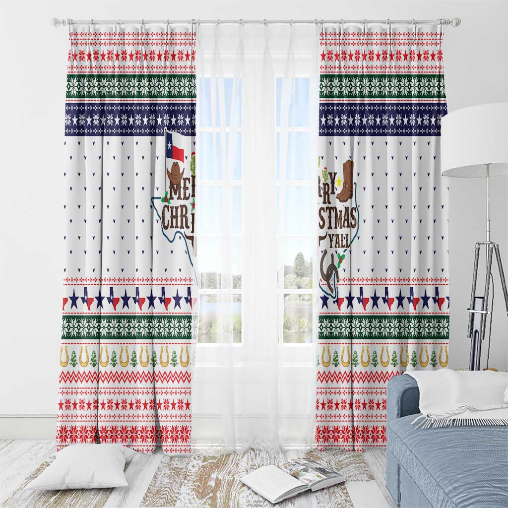 Merry Christmas Yall Texas Window Curtain Xmas Holiday Patterns - Wonder Print Shop