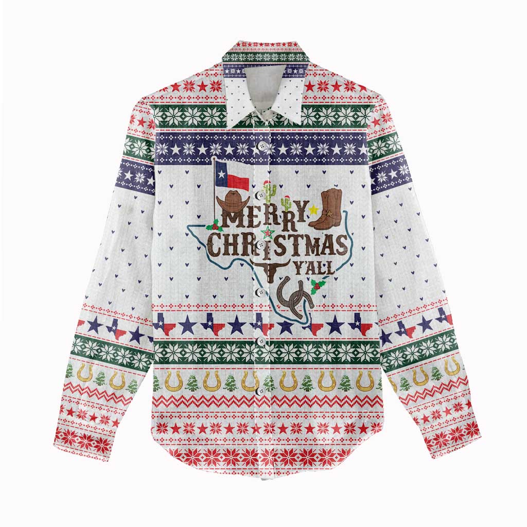 Merry Christmas Yall Texas Women Casual Shirt Xmas Holiday Patterns - Wonder Print Shop