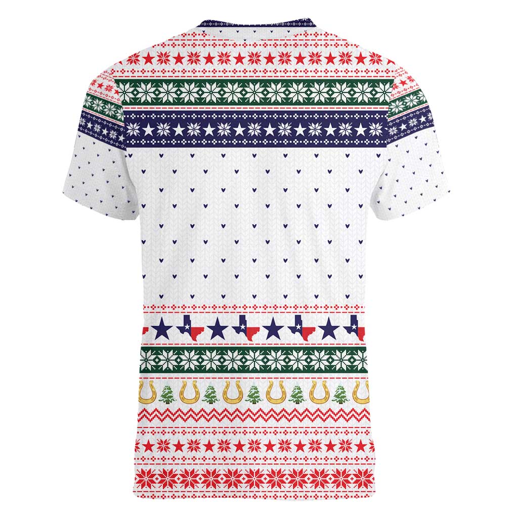 Merry Christmas Yall Texas Women V-Neck T-Shirt Xmas Holiday Patterns - Wonder Print Shop