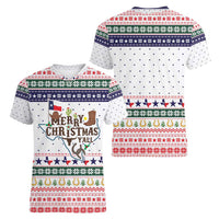 Merry Christmas Yall Texas Women V-Neck T-Shirt Xmas Holiday Patterns - Wonder Print Shop