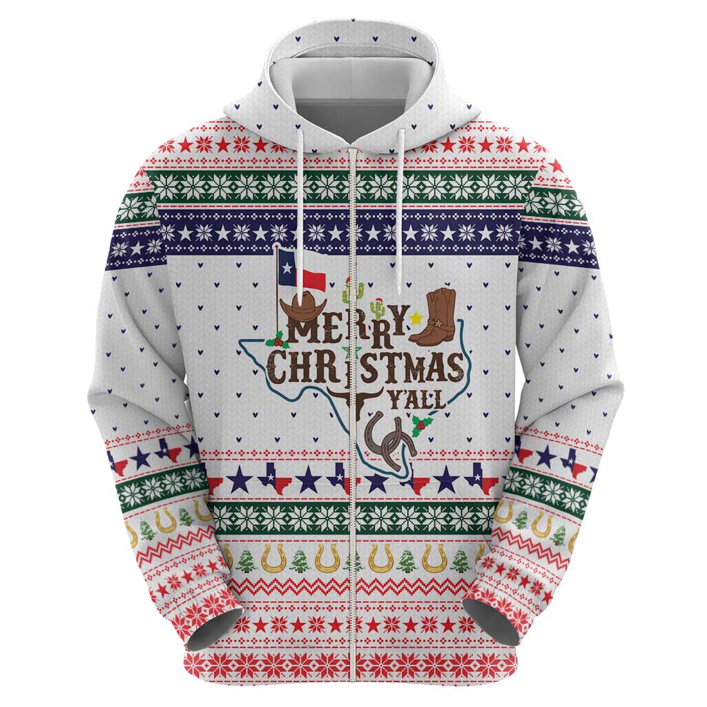Merry Christmas Yall Texas Zip Hoodie Xmas Holiday Patterns - Wonder Print Shop