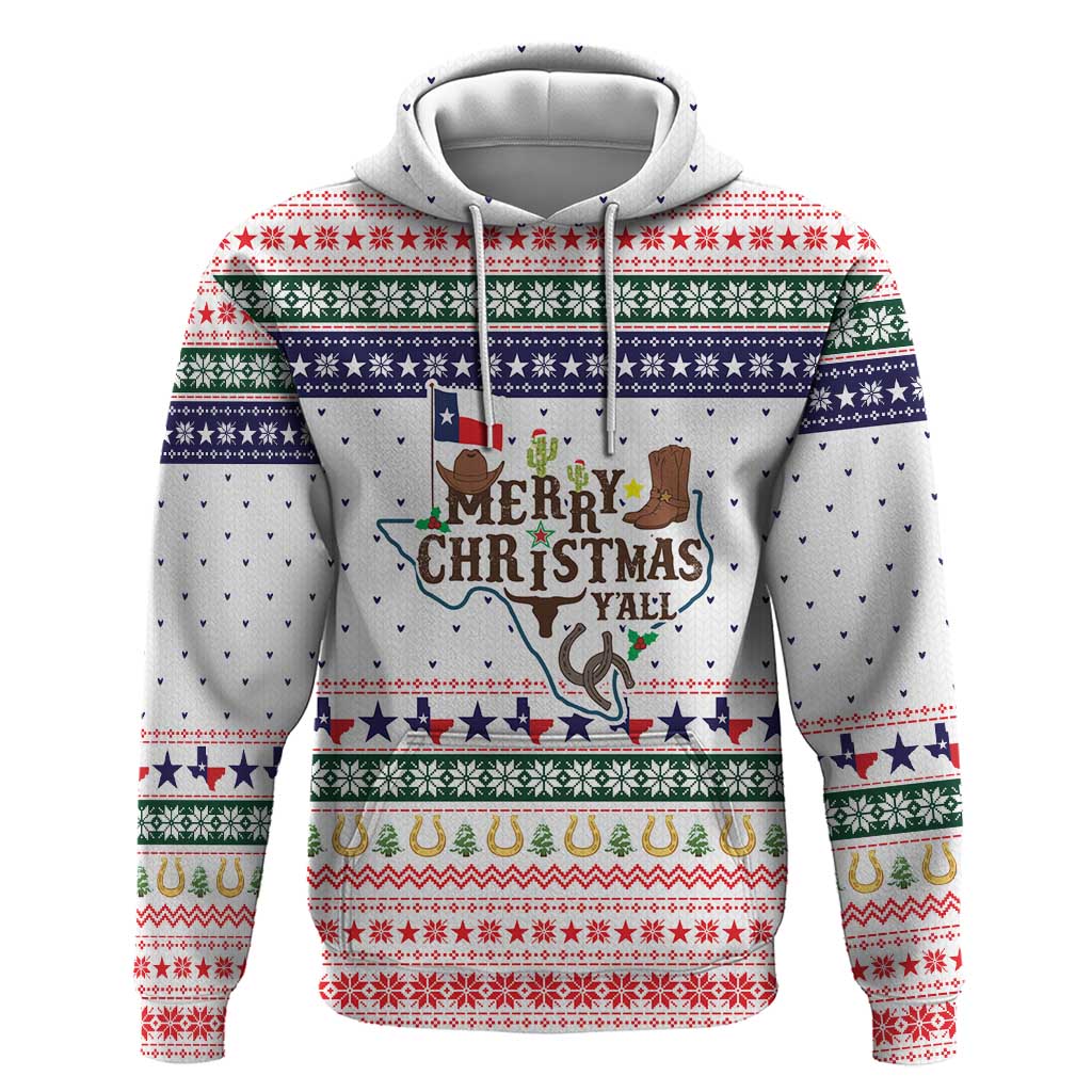 Merry Christmas Yall Texas Zip Hoodie Xmas Holiday Patterns - Wonder Print Shop