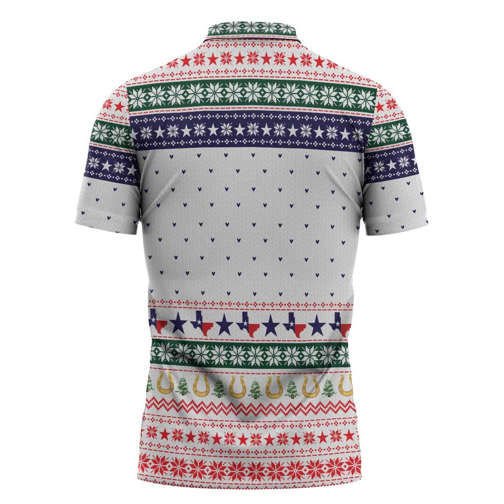 Merry Christmas Yall Texas Zipper Polo Shirt Xmas Holiday Patterns - Wonder Print Shop
