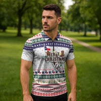 Merry Christmas Yall Texas Zipper Polo Shirt Xmas Holiday Patterns - Wonder Print Shop