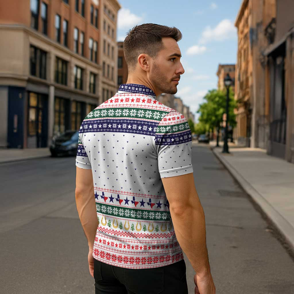 Merry Christmas Yall Texas Zipper Polo Shirt Xmas Holiday Patterns - Wonder Print Shop