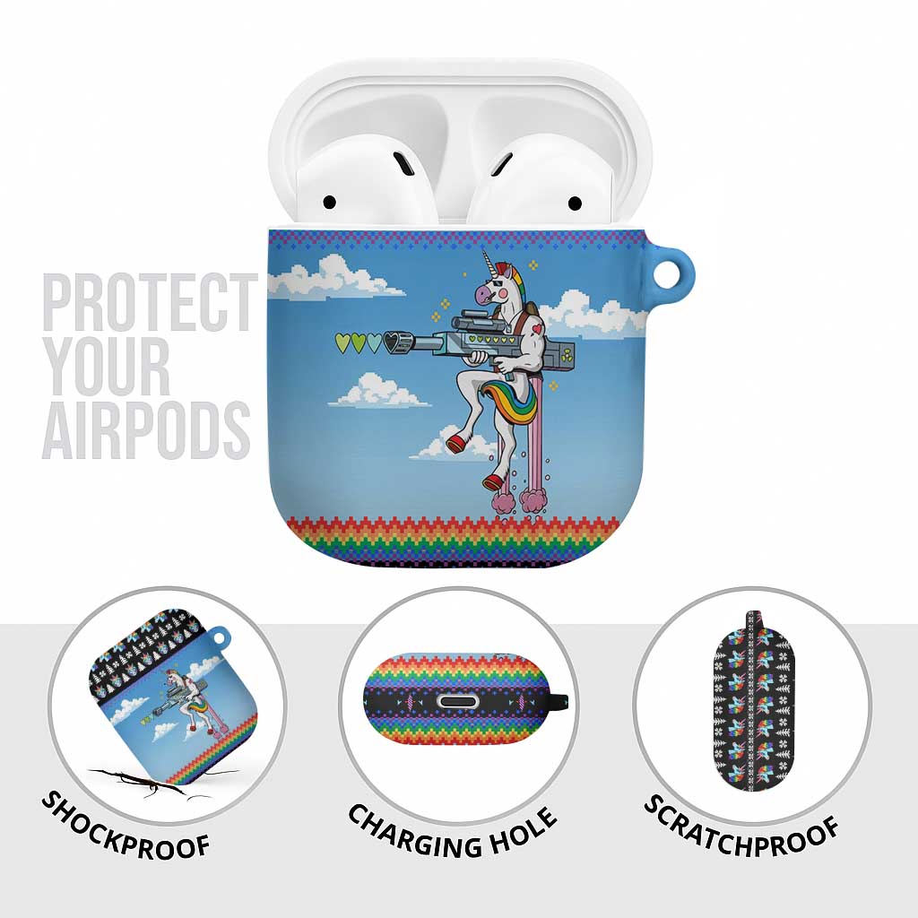 Unicorn Pew Pew Christmas AirPods Case Xmas Holiday Patterns - Wonder Print Shop