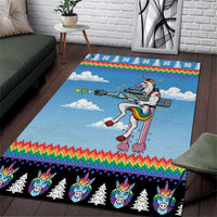 Unicorn Pew Pew Christmas Area Rug Xmas Holiday Patterns - Wonder Print Shop