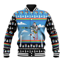 Unicorn Pew Pew Christmas Baseball Jacket Xmas Holiday Patterns - Wonder Print Shop