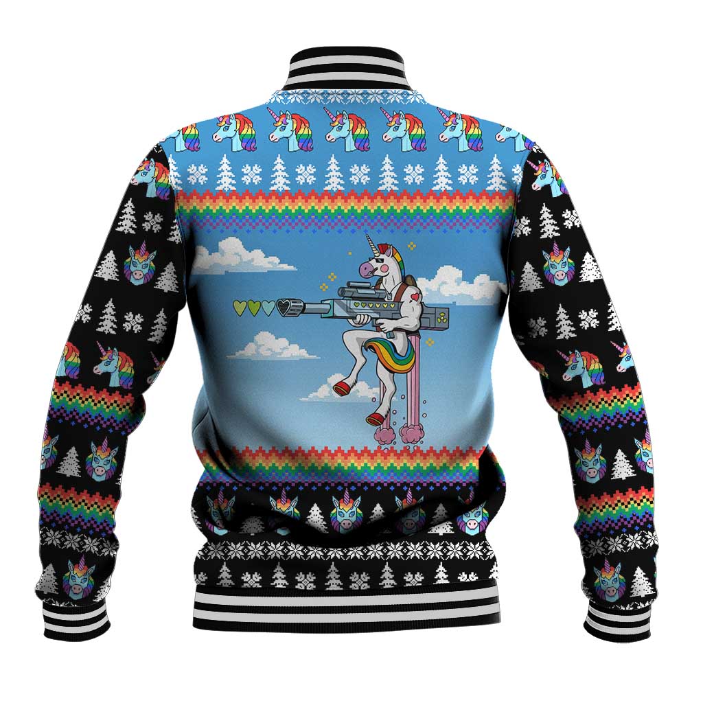 Unicorn Pew Pew Christmas Baseball Jacket Xmas Holiday Patterns - Wonder Print Shop