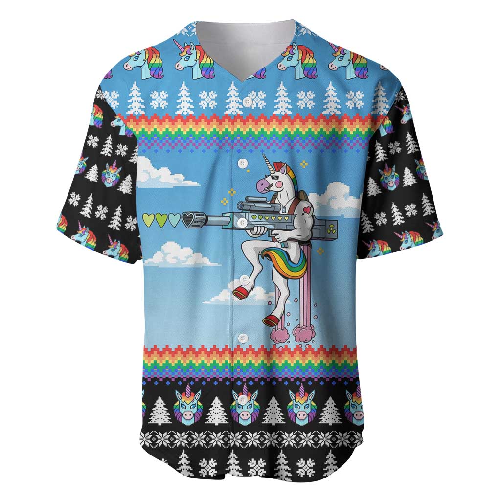 Unicorn Pew Pew Christmas Baseball Jersey Xmas Holiday Patterns - Wonder Print Shop