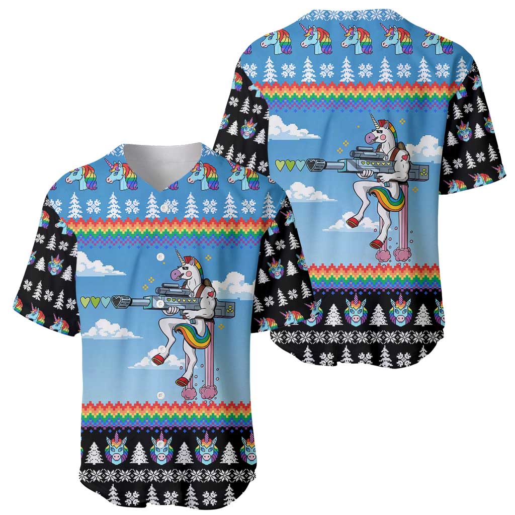 Unicorn Pew Pew Christmas Baseball Jersey Xmas Holiday Patterns - Wonder Print Shop
