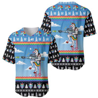 Unicorn Pew Pew Christmas Baseball Jersey Xmas Holiday Patterns - Wonder Print Shop