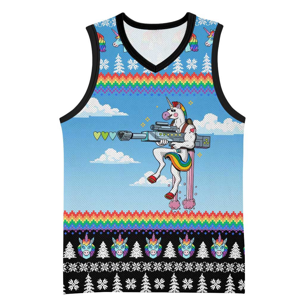 Unicorn Pew Pew Christmas Basketball Jersey Xmas Holiday Patterns - Wonder Print Shop