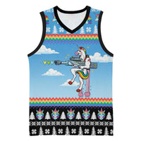 Unicorn Pew Pew Christmas Basketball Jersey Xmas Holiday Patterns - Wonder Print Shop