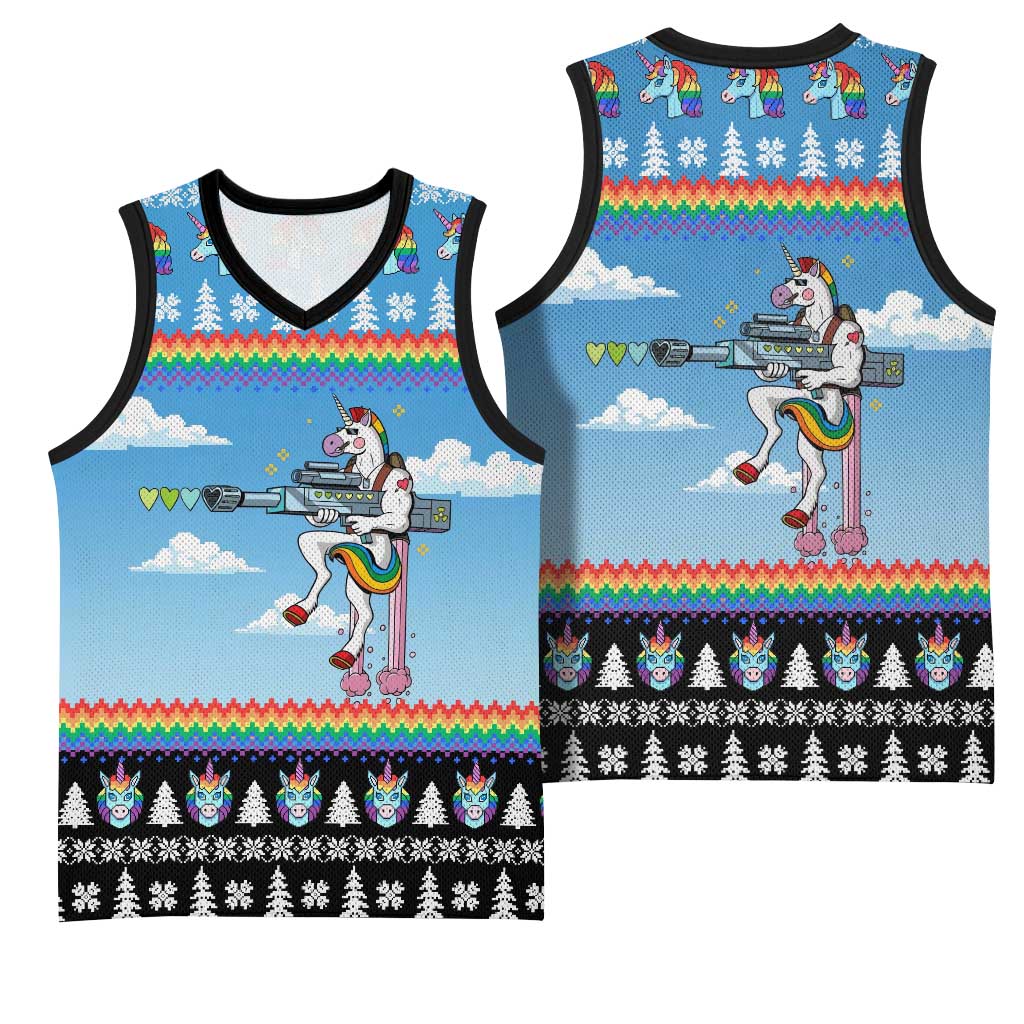 Unicorn Pew Pew Christmas Basketball Jersey Xmas Holiday Patterns - Wonder Print Shop