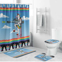 Unicorn Pew Pew Christmas Bathroom Set Xmas Holiday Patterns - Wonder Print Shop