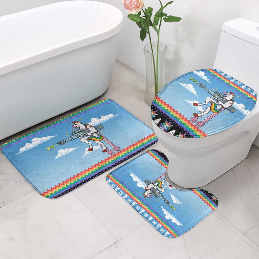 Unicorn Pew Pew Christmas Bathroom Set Xmas Holiday Patterns - Wonder Print Shop