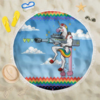 Unicorn Pew Pew Christmas Beach Blanket Xmas Holiday Patterns - Wonder Print Shop