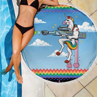 Unicorn Pew Pew Christmas Beach Blanket Xmas Holiday Patterns - Wonder Print Shop