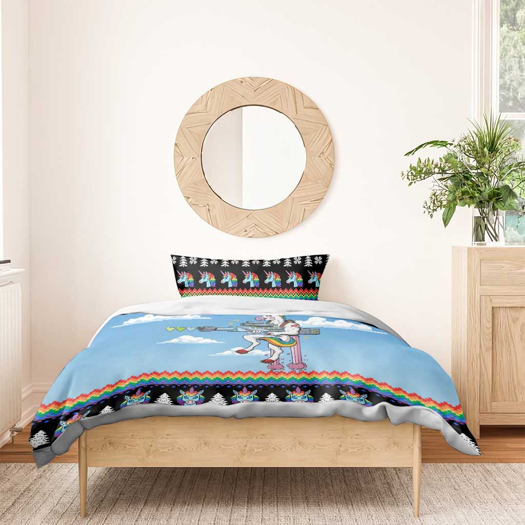 Unicorn Pew Pew Christmas Bedding Set Xmas Holiday Patterns - Wonder Print Shop